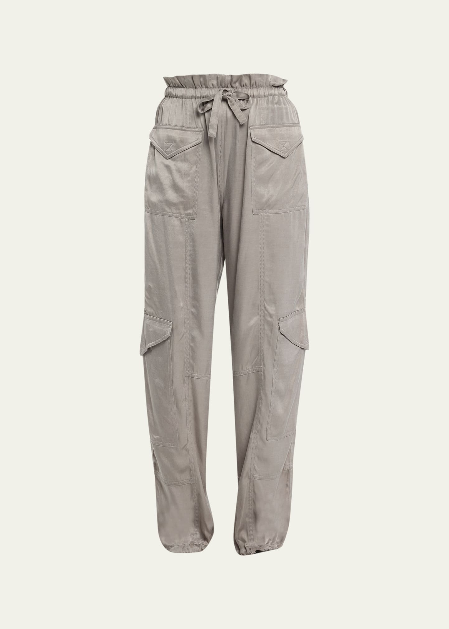 Ganni Washed Satin Paper Bag Cargo Pants