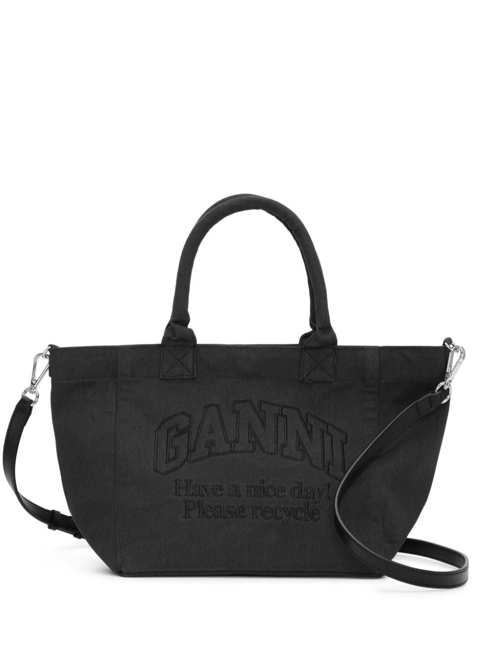 Ganni Women's Organic Cotton Small Tote Bag in Black | Size UNI | A5972