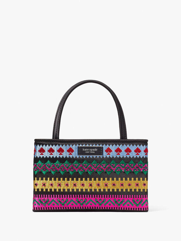 Kate Spade Au Sam Icon Carnival Fair Isle Satin Small Tote