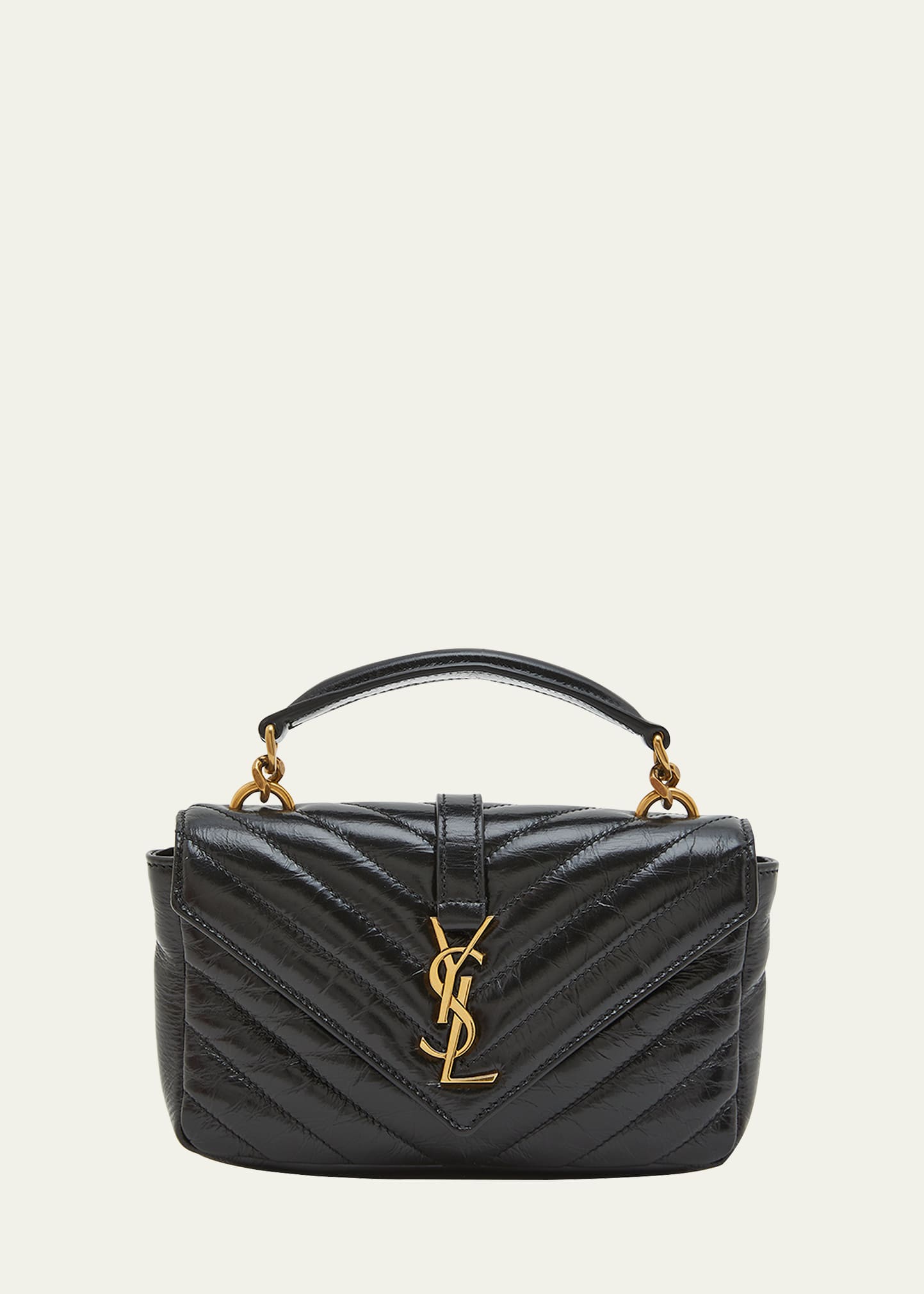 Saint Laurent College Mini YSL Quilted Crossbody Bag