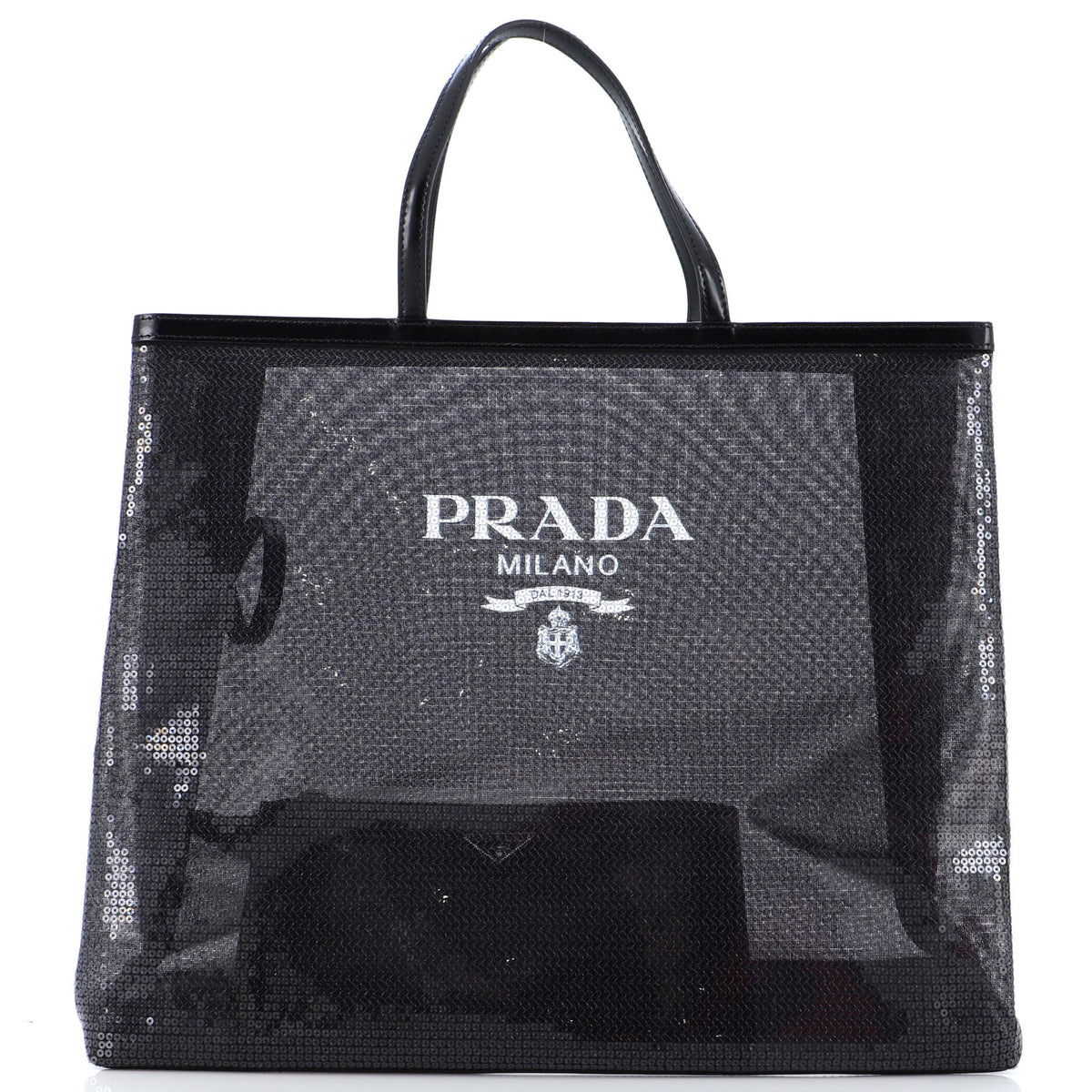 Prada PRADA Logo Open Tote Sequined Mesh Large