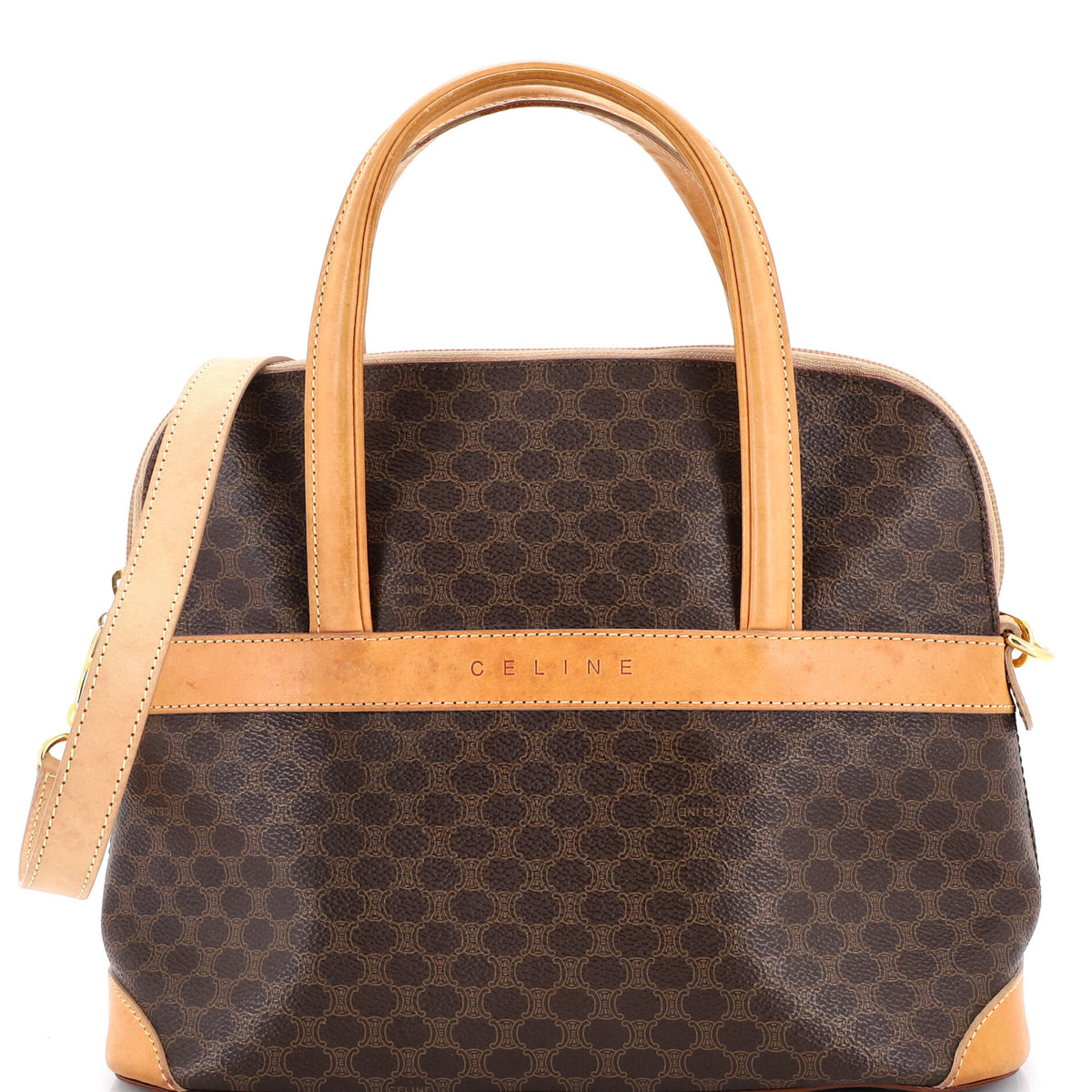 Celine CELINE Vintage Logo Convertible Zip Tote Macadam Coated Canvas