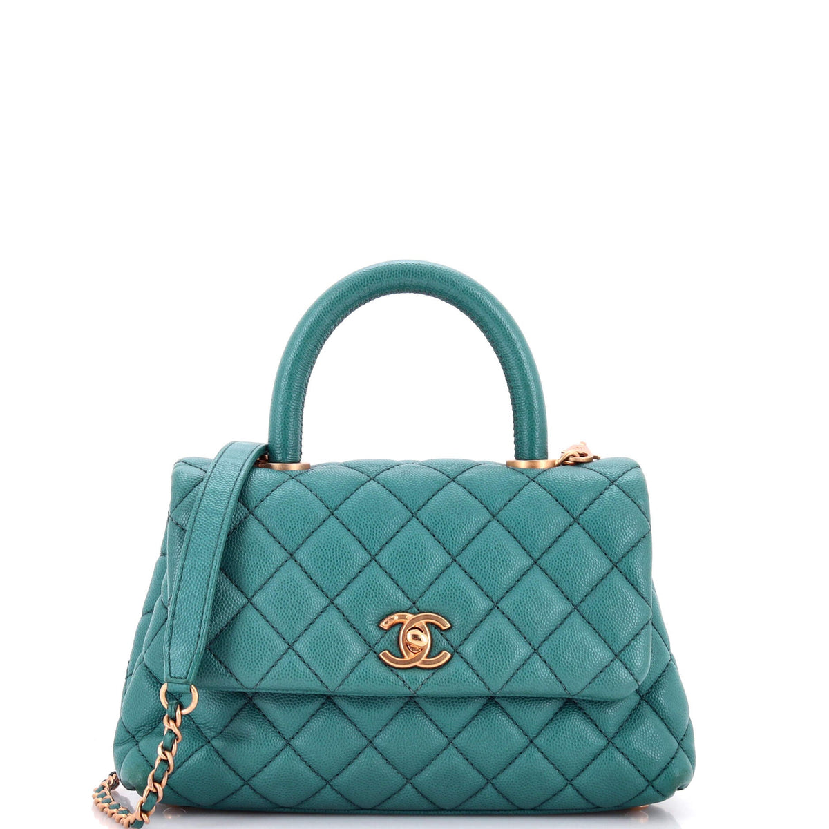 Chanel CHANEL Coco Top Handle Bag Quilted Caviar Mini