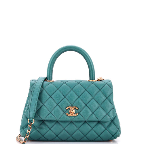 CHANEL Coco Top Handle Bag Quilted Caviar Mini