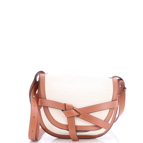 LOEWE Gate Dual Shoulder Bag Anagram Canvas and Leather Small