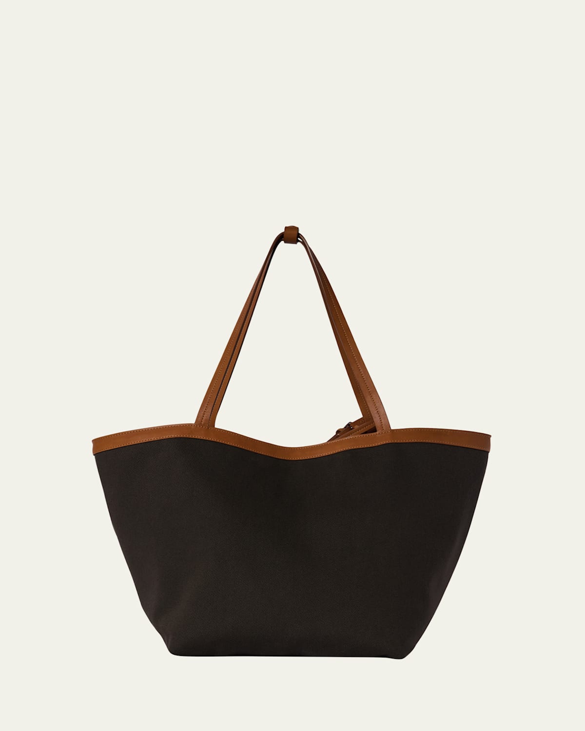 The Row Park Leather-Trim Tote Bag in Cotton Twill