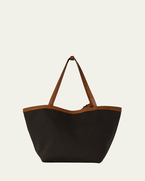 Park Leather-Trim Tote Bag in Cotton Twill