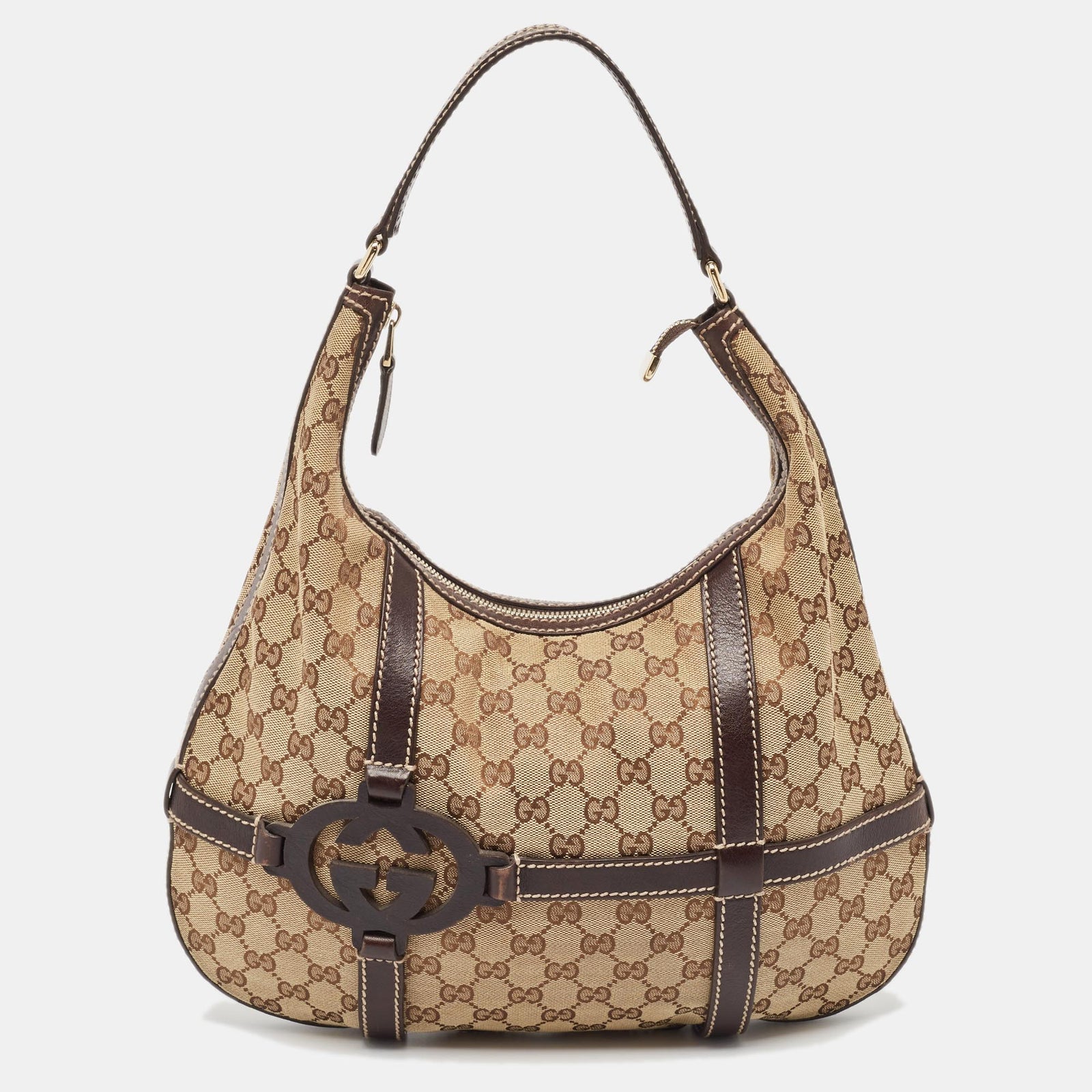 Gucci Beige/Ebony GG Canvas and Leather Royal Hobo