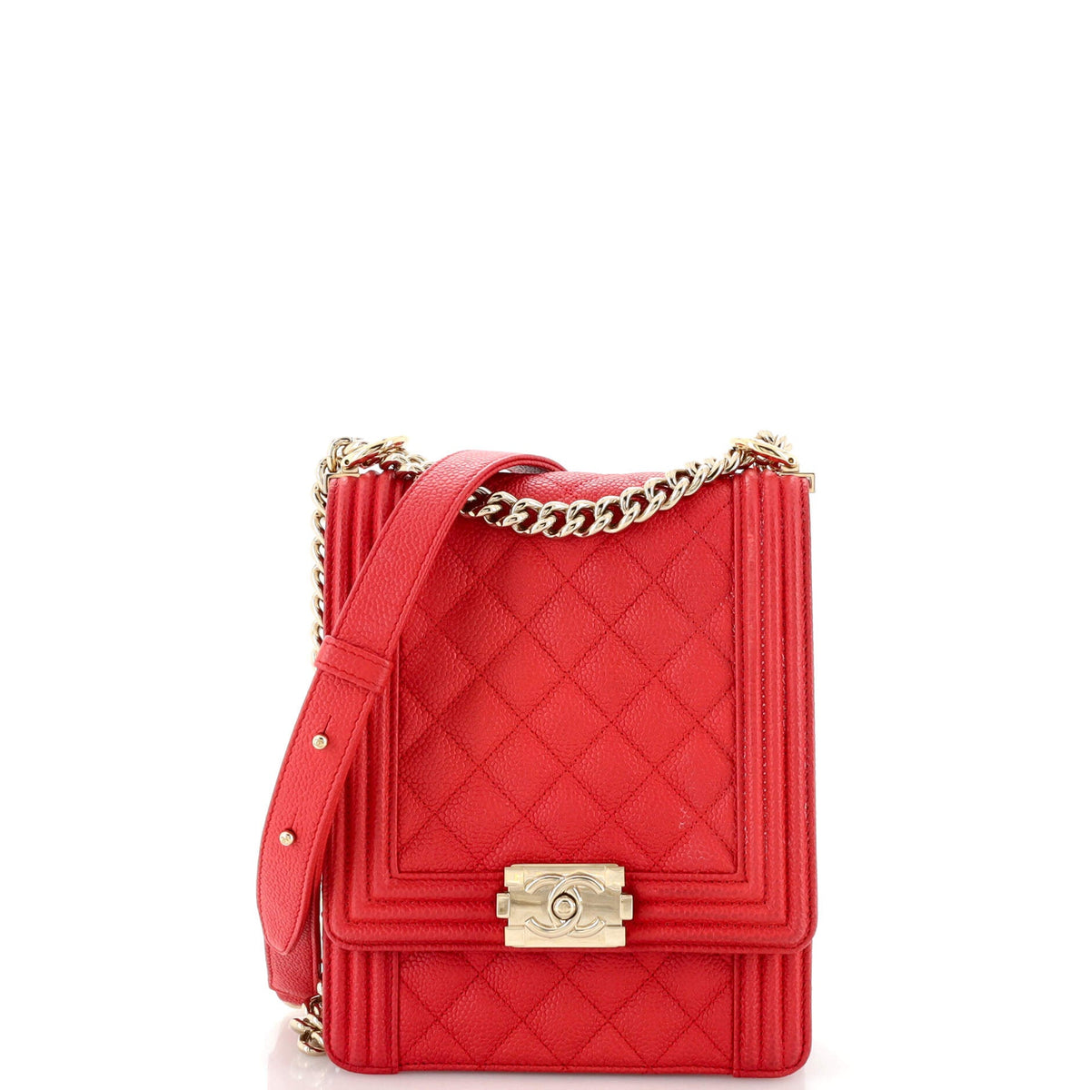 Chanel CHANEL North South Boy Flap Bag Quilted Caviar Small