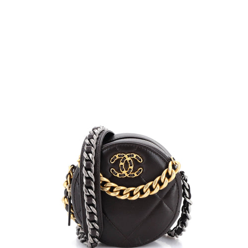 CHANEL 19 Round Clutch with Chain Quilted Leather