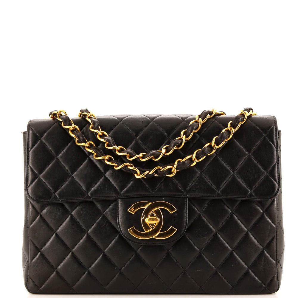 CHANEL Vintage Classic Single Flap Bag Quilted Lambskin Jumbo