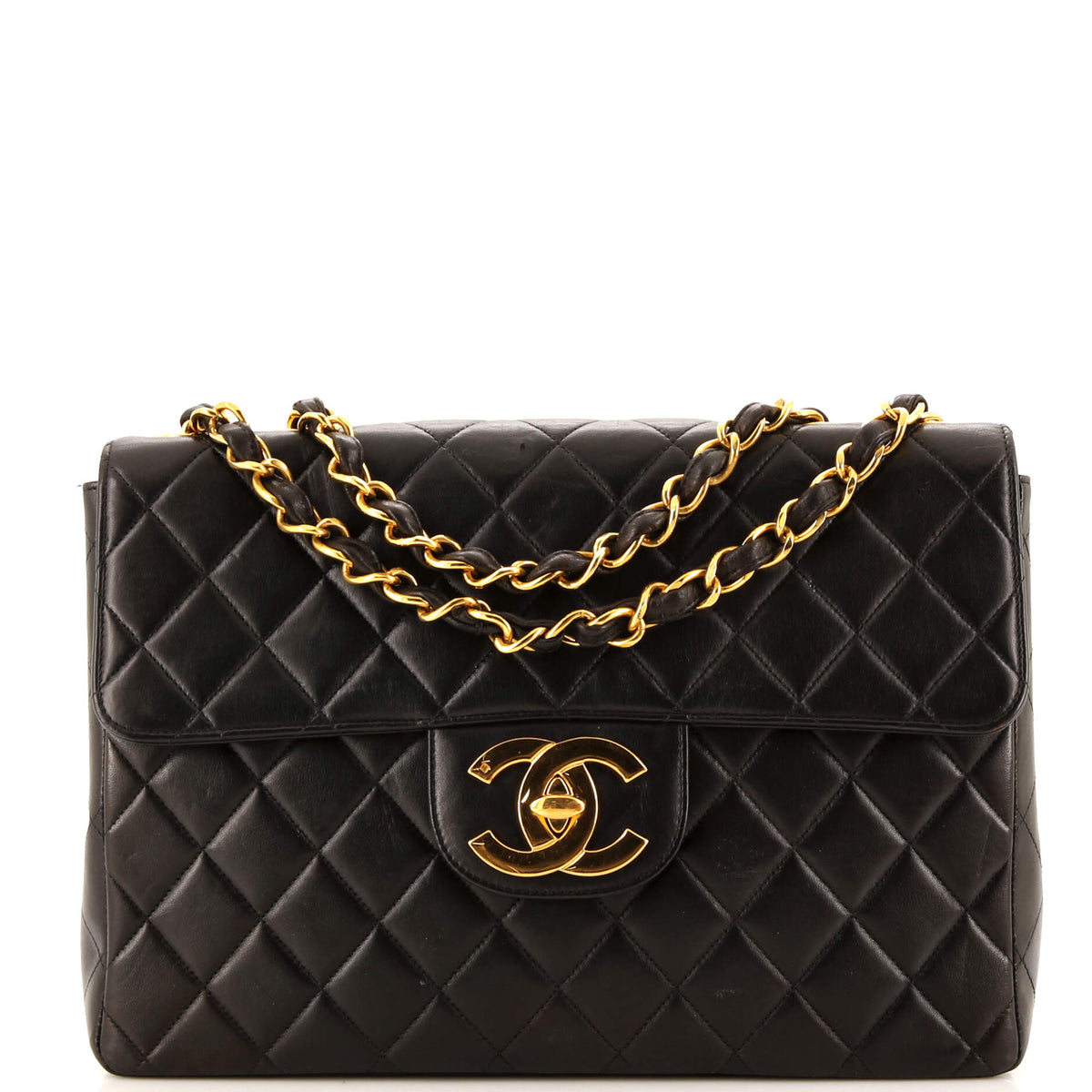 Chanel CHANEL Vintage Classic Single Flap Bag Quilted Lambskin Jumbo