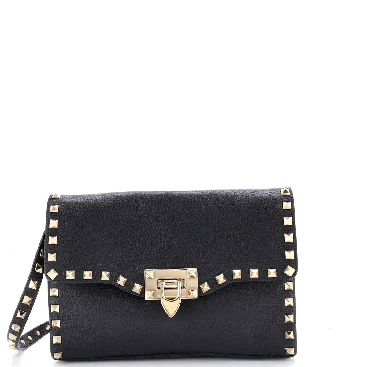 Valentino VALENTINO GARAVANI Rockstud Flip Lock Flap Bag Leather Medium