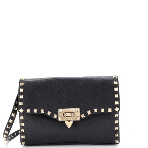 VALENTINO GARAVANI Rockstud Flip Lock Flap Bag Leather Medium