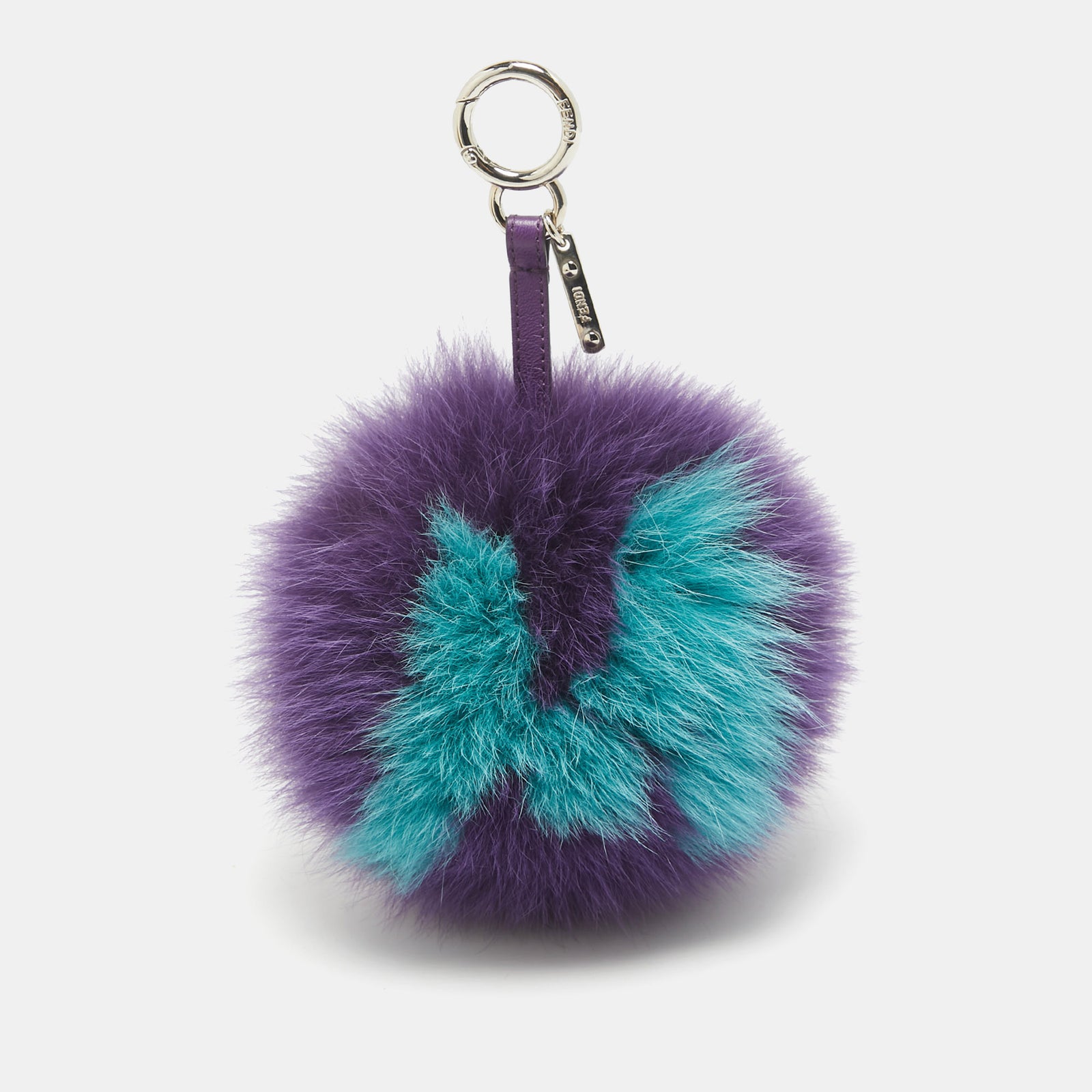 Fendi Purple Fox Fur and Leather Pom Pom Bag Charm