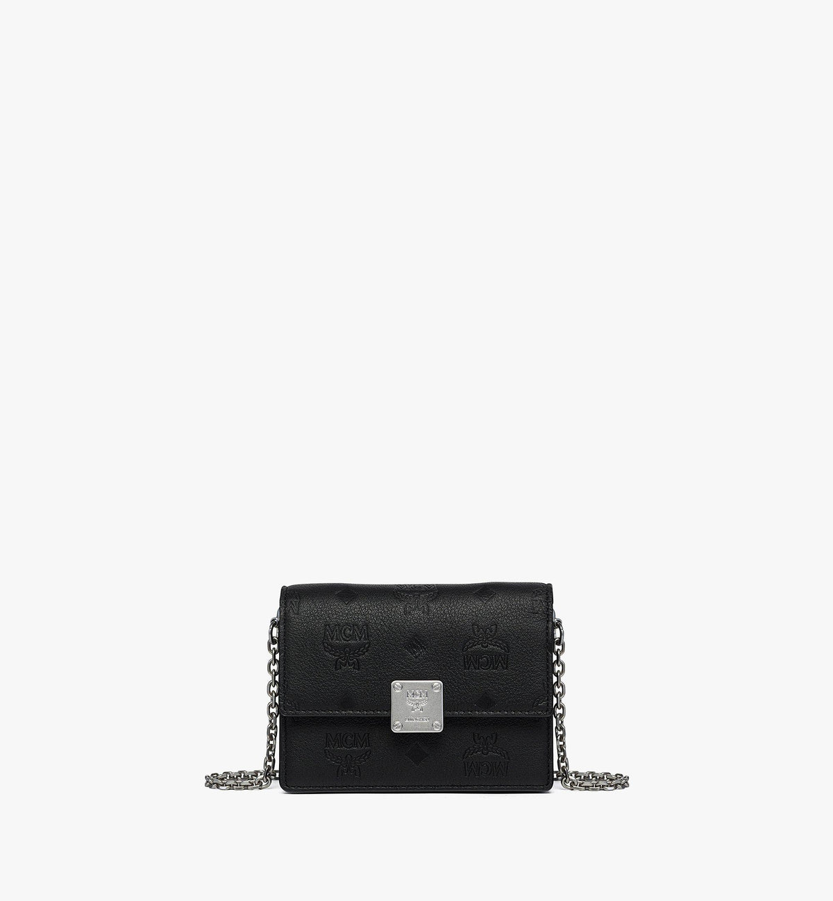 MCM Aren Chain Wallet In Embossed Monogram Leather