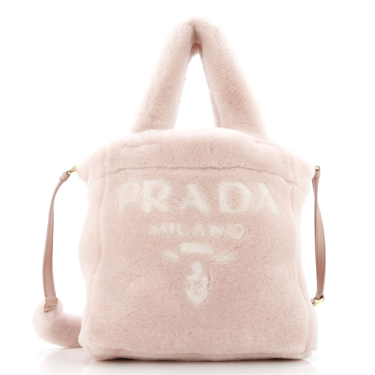 Prada PRADA Logo Tote Shearling Mini