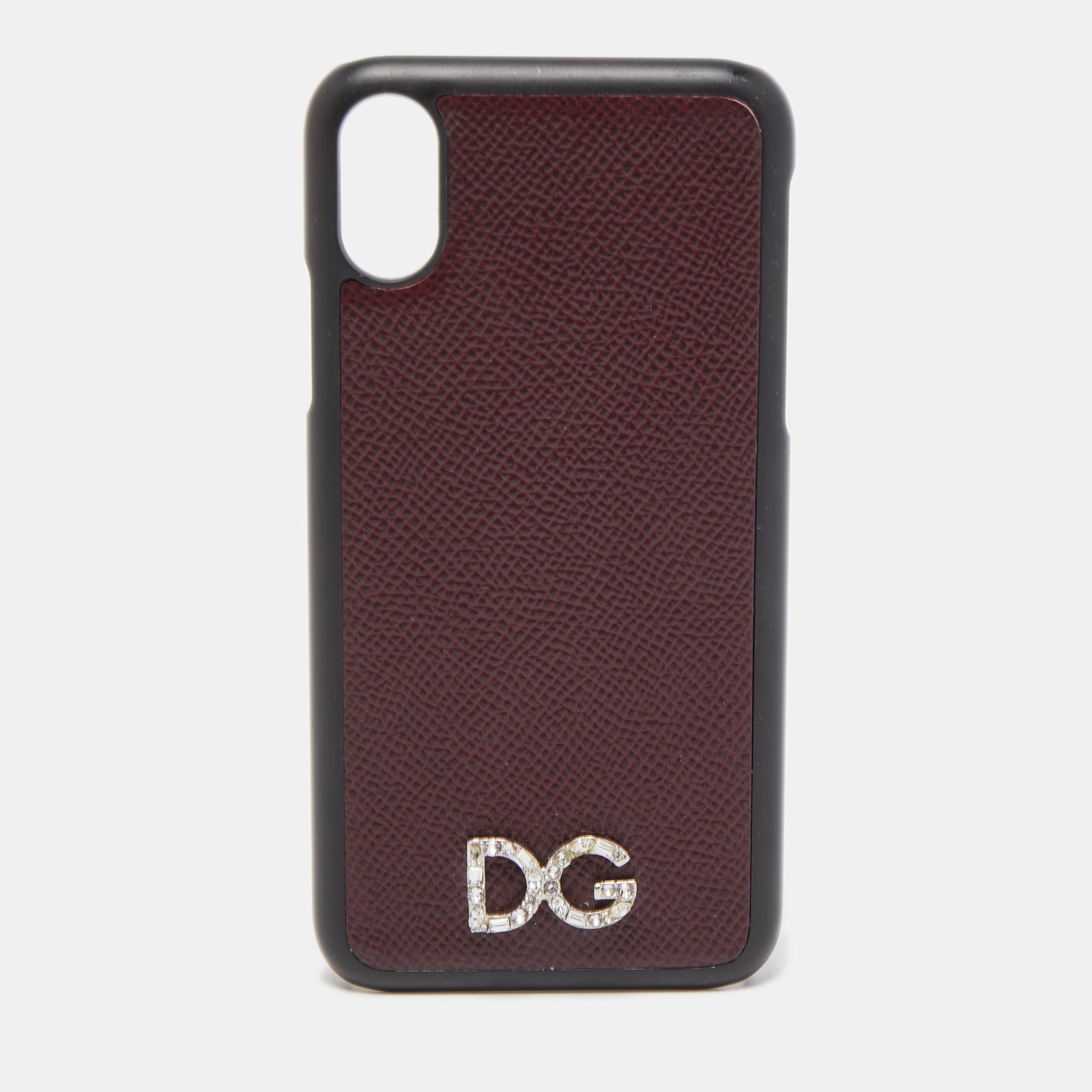 Dolce & Gabbana Burgundy/Black Leather iPhone X Cover