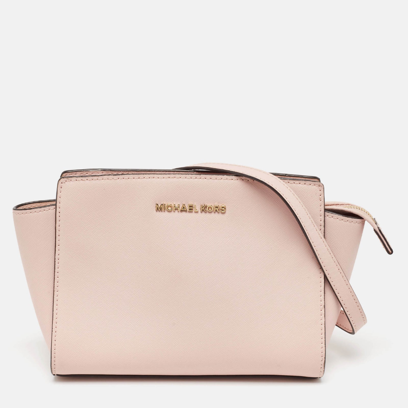 Michael Kors Pink Saffiano Leather Medium Selma Crossbody Bag