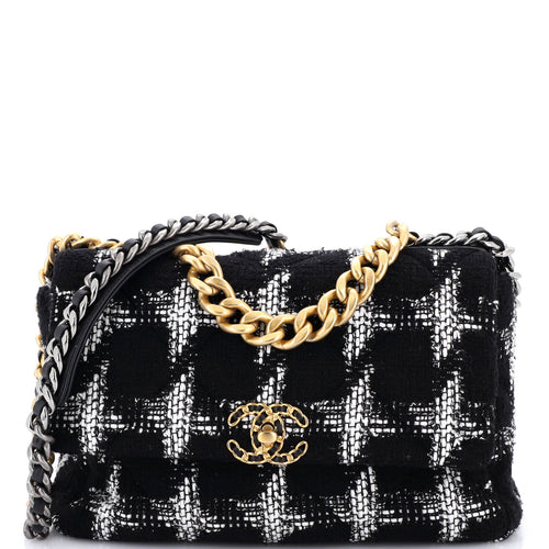 CHANEL 19 Flap Bag Quilted Tweed Large