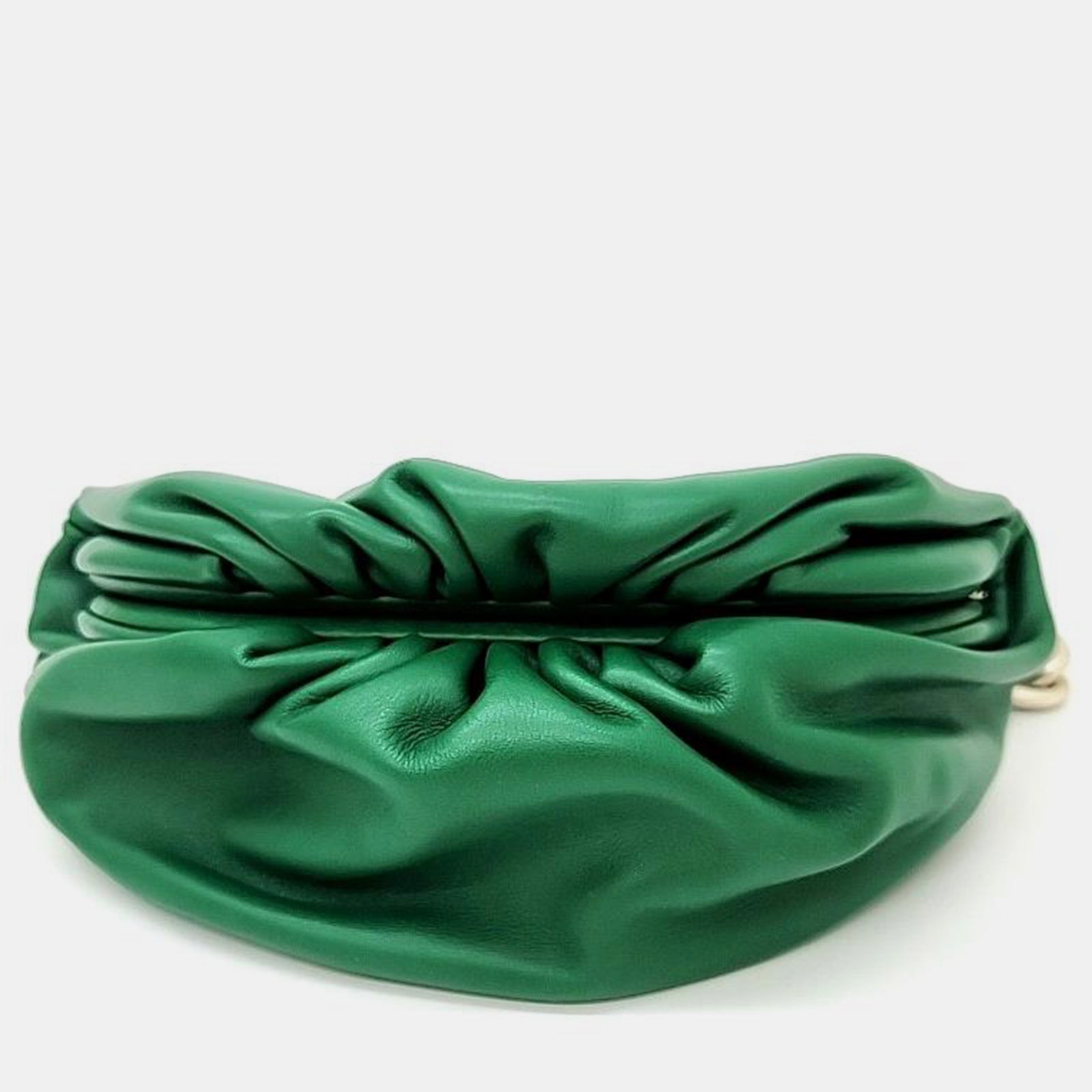 Bottega Veneta Green Leather Large The Pouch Clutch