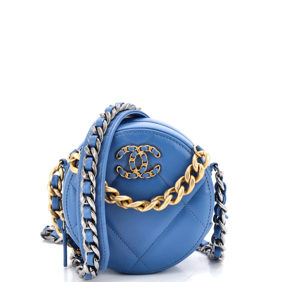 Chanel CHANEL 19 Round Clutch with Chain Quilted Leather