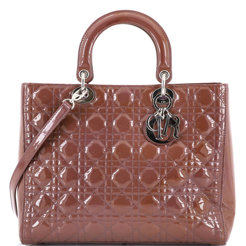 Lady Dior Bag Cannage Quilt Patent Large