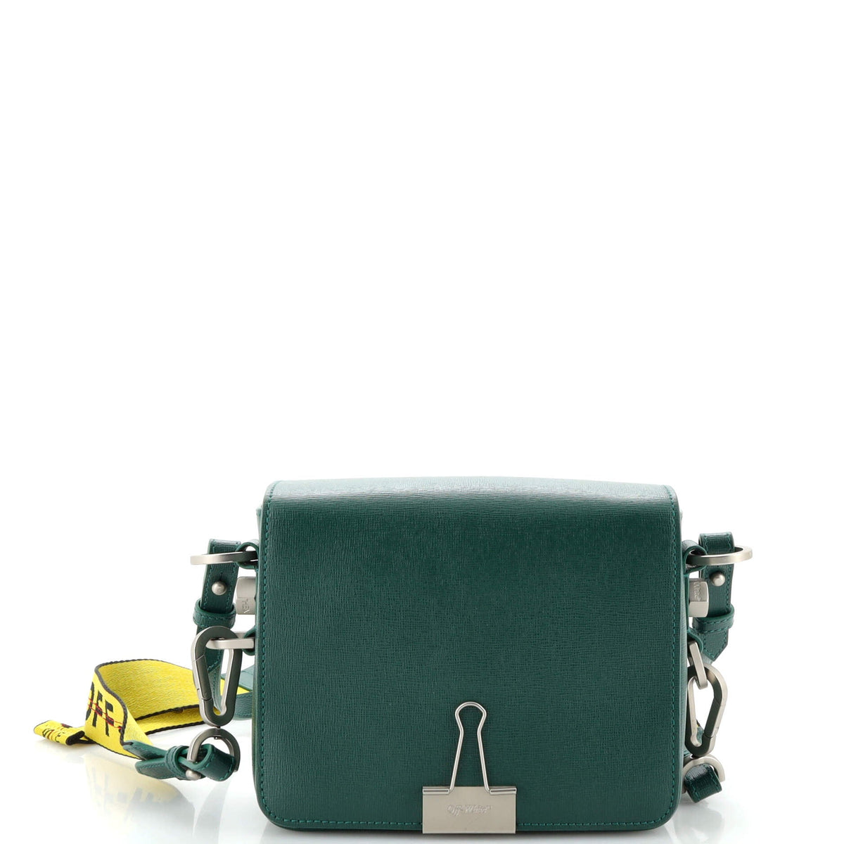 Off White Binder Clip Flap Bag Leather Small