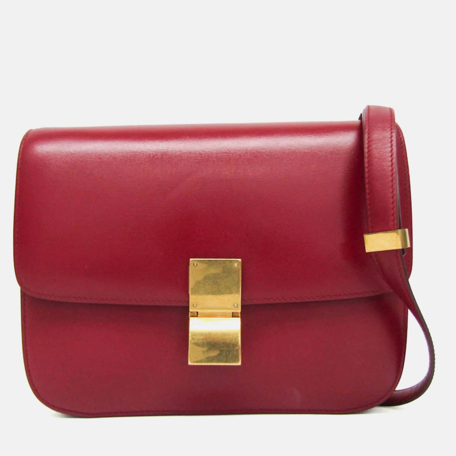 Celine Sac à bandoulière classique de taille moyenne en cuir rouge