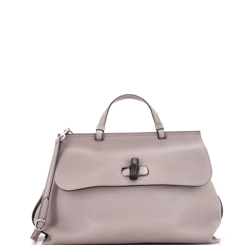 GUCCI Bamboo Daily Top Handle Bag Leather Large