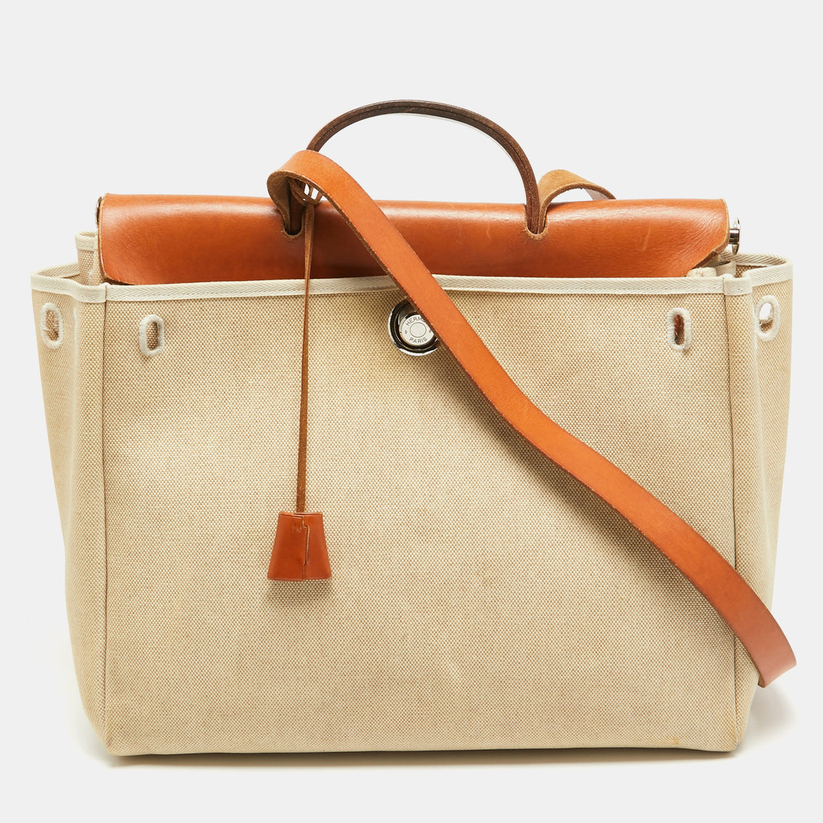 Hermès Tan/Beige Canvas and Leather 2 in 1 Herbag 39 Bag