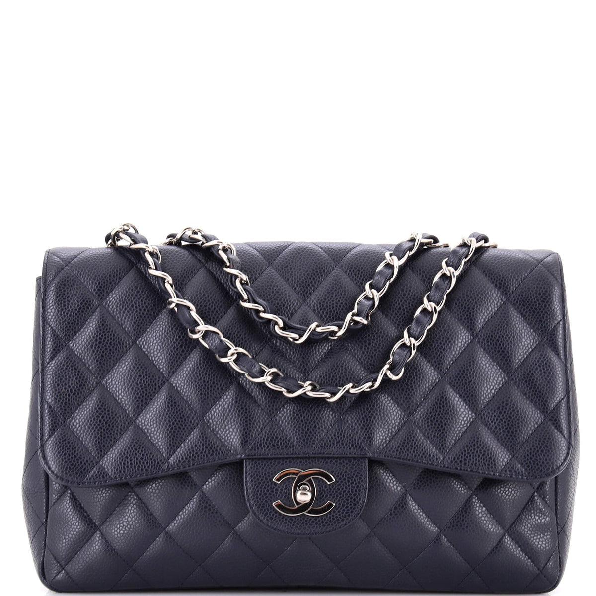 Chanel CHANEL Classic Single Flap Bag Quilted Caviar Jumbo