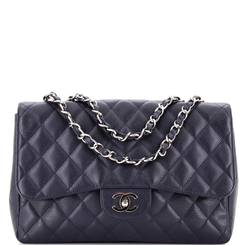 CHANEL Classic Single Flap Bag Quilted Caviar Jumbo