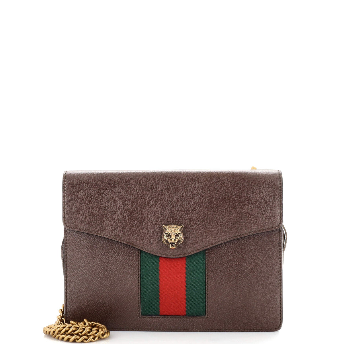 Gucci GUCCI Animalier Web Chain Shoulder Bag Leather Small