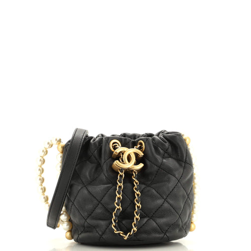 CHANEL About Pearls Bucket Bag Quilted Calfskin Mini