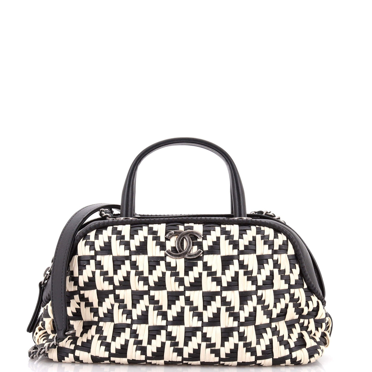 Chanel CHANEL Convertible Chain Bowler Bag Woven Calfskin Small