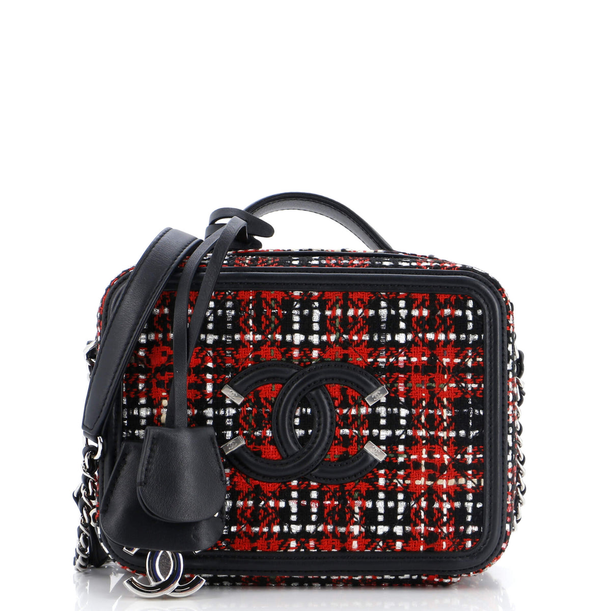 Chanel CHANEL Filigree Vanity Case Quilted Tweed Small