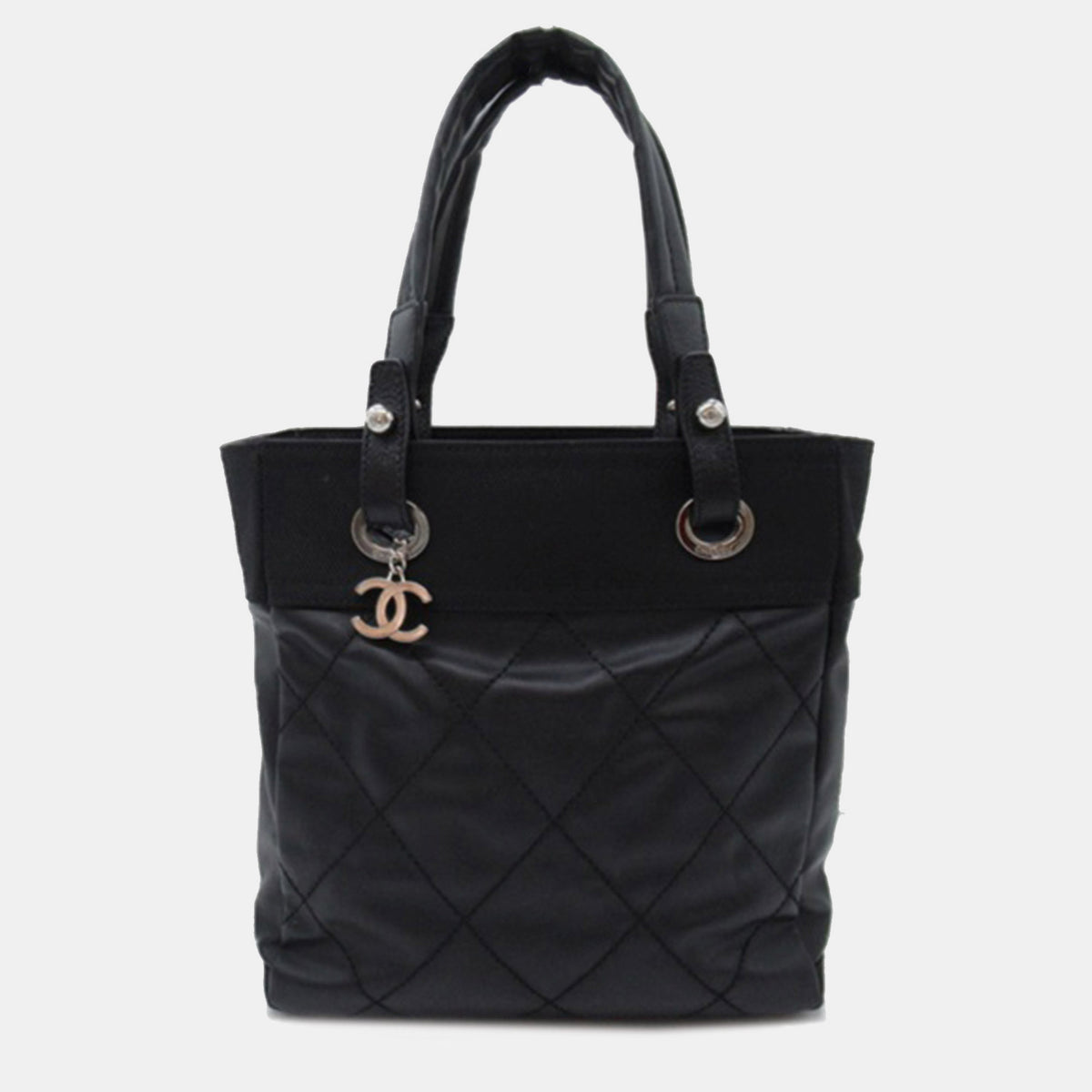 Chanel Black Canvas Small Paris-Biarritz Tote Bag