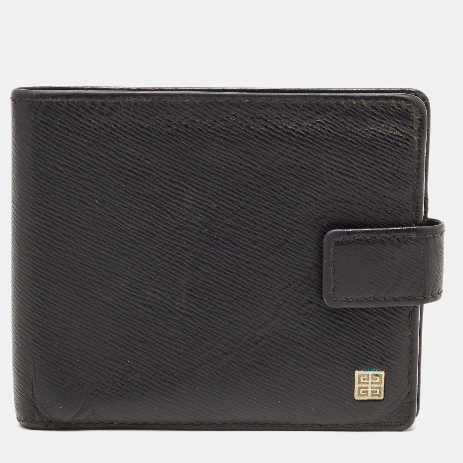 Givenchy Black Leather Bifold Flap Wallet