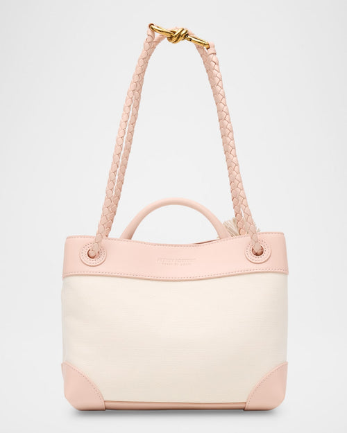 Andiamo Canvas and Nappa Small Top-Handle Bag
