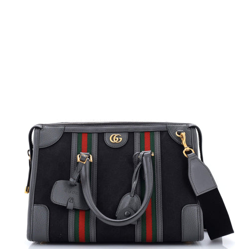 GUCCI Bauletto Top Handle Bag GG Canvas and Leather Medium