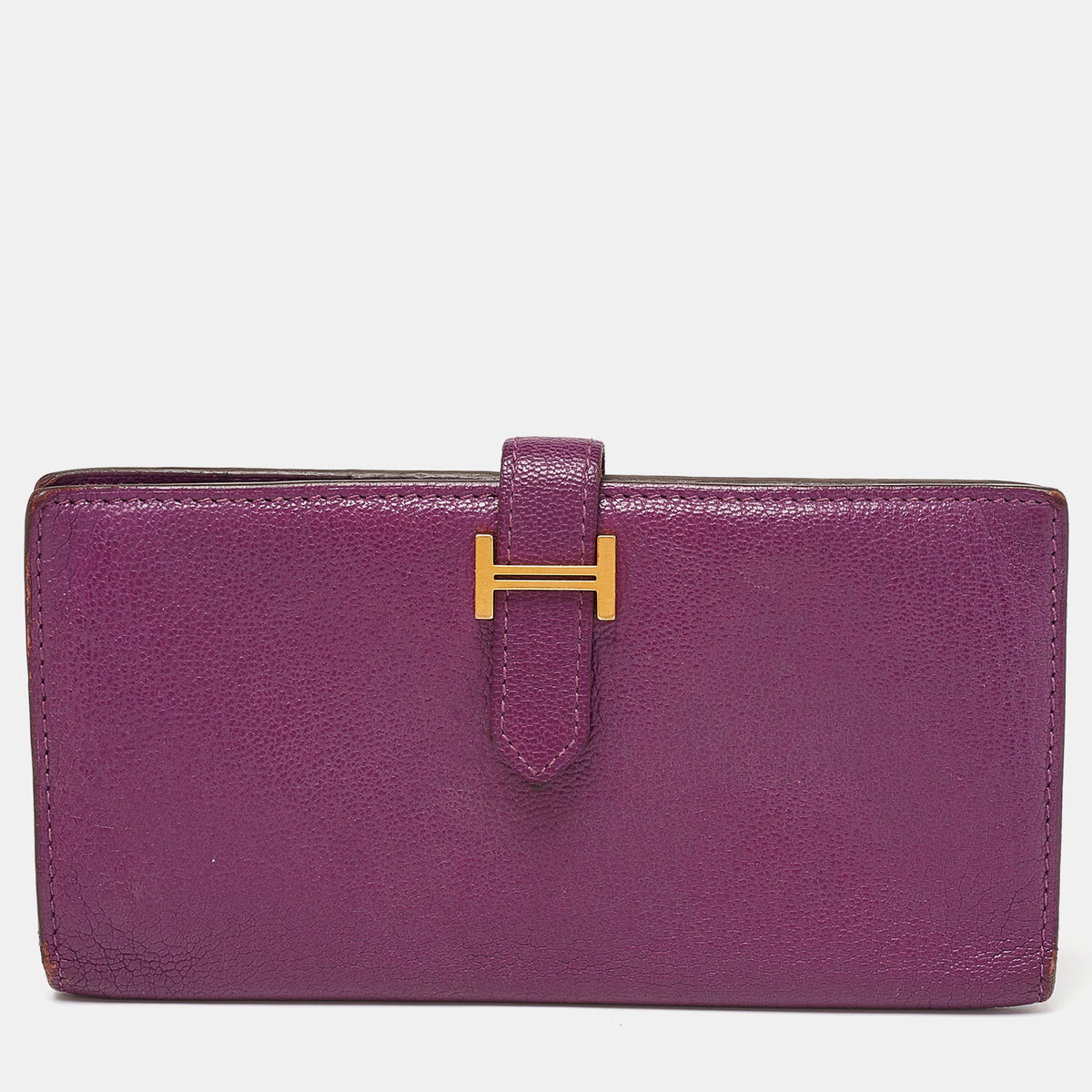 Hermès Anemone Chevre Mysore Leather Bearn Gusset Wallet