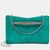 Green Suede Crystals Venus Clutch On Chain