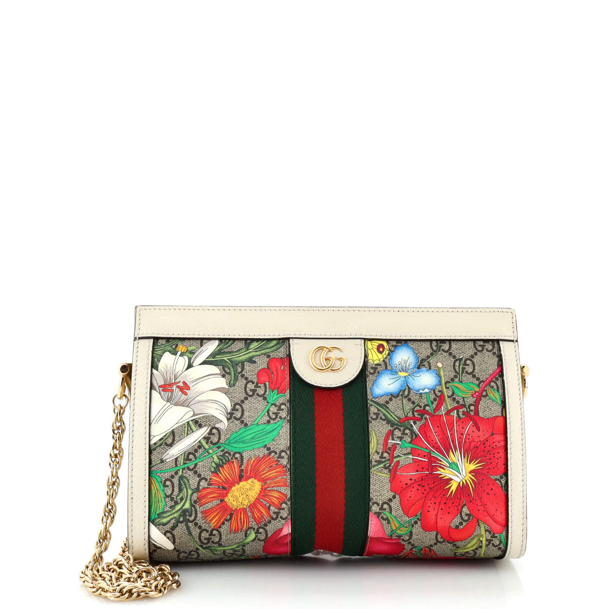 Gucci GUCCI Ophidia Chain Shoulder Bag Flora GG Coated Canvas Small