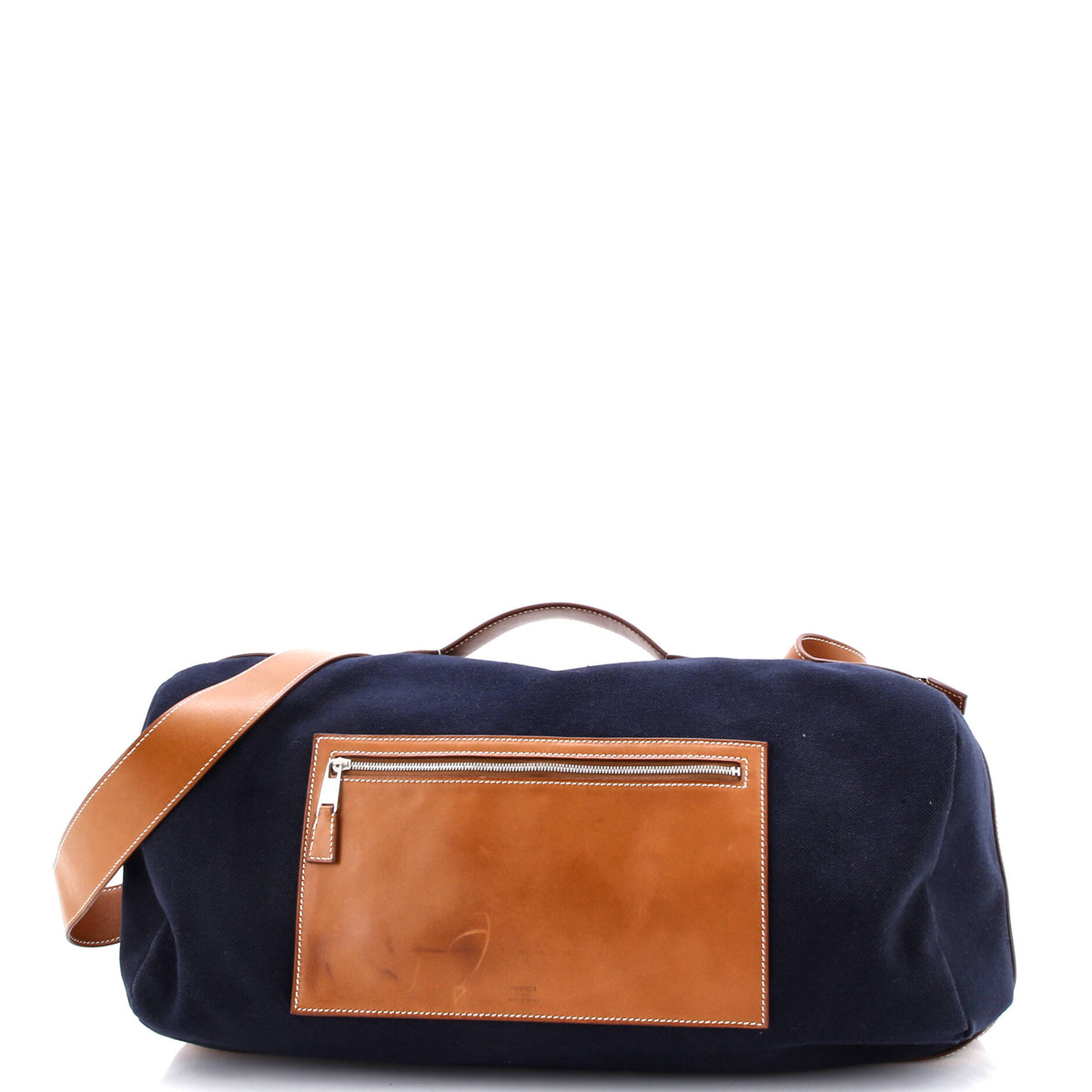 Herm?s Odyssee Terre Duffle Bag Canvas with Leather