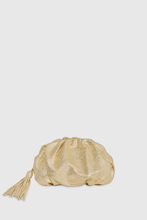 Ruched Clutch Bag In Gold