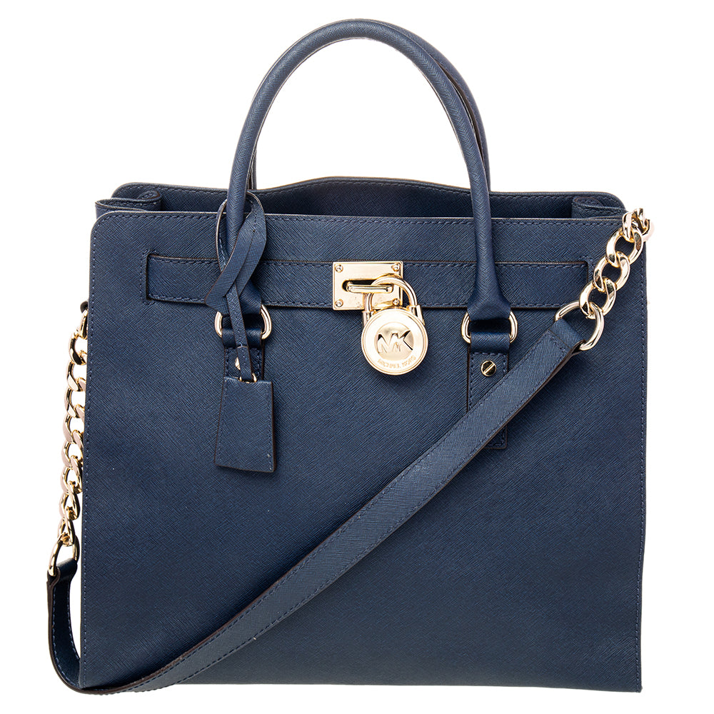 Michael Kors Blue Leather Hamilton Tote