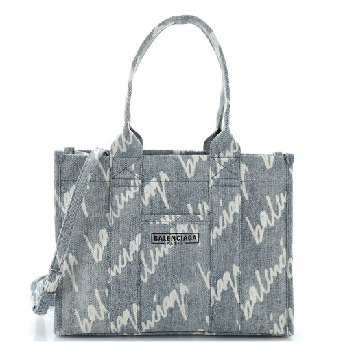 Hardware Tote Logo Printed Denim Small