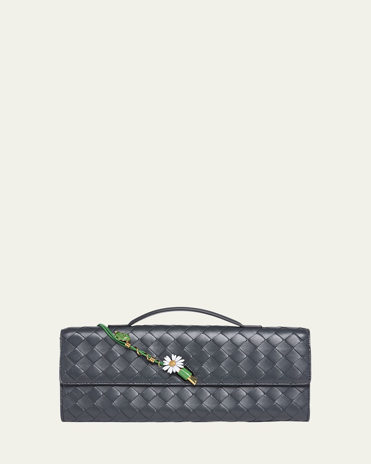 Bottega Veneta Andiamo Flower-Embellished Leather Clutch Bag