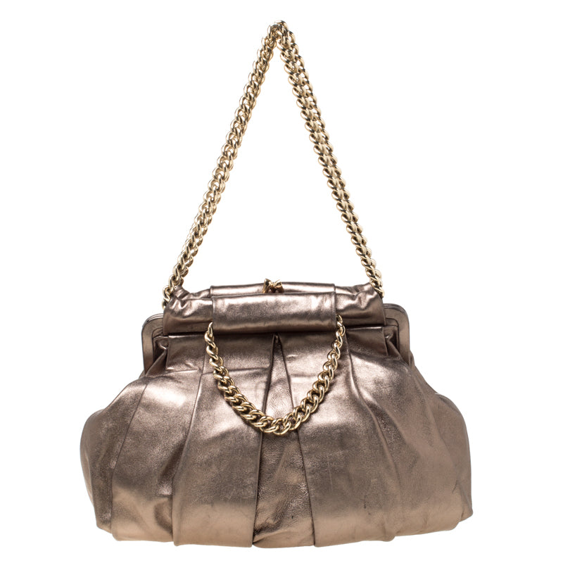 Christian Louboutin Metallic Leather Loubinette Hobo